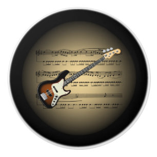 Electric Guitar 3-D Gold Globe ~ Sheet Music ~ * ~ Ceramic Knob