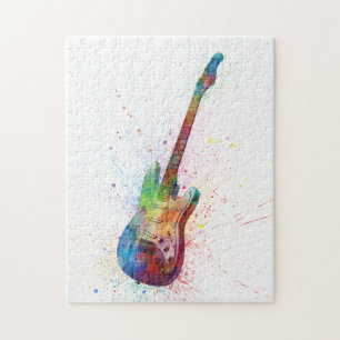 Electric Guitar Abstract Watercolor Jigsaw Puzzle