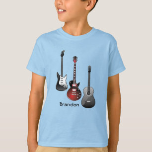 Electric Guitar Acoustic Guitar Personalized Name T-Shirt
