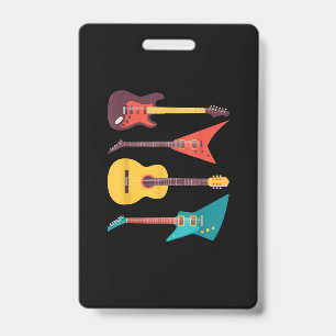 Electric Guitar And Acoustic Guitar Musician Gift Badge