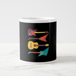 Electric Guitar And Acoustic Guitar Musician Gift Large Coffee Mug