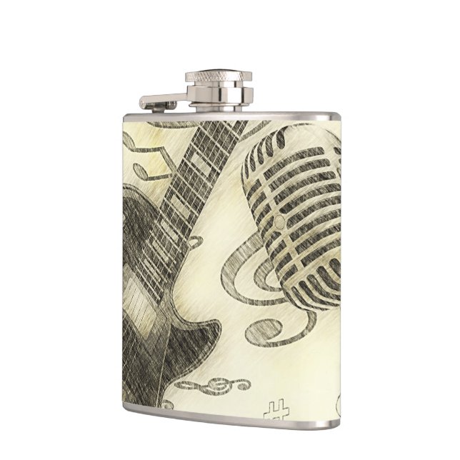 Electric Guitar and Microphone Vintage Flask (Left)
