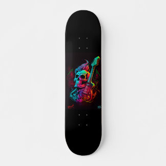 Electric guitar and Skull - Gen AI Skateboard