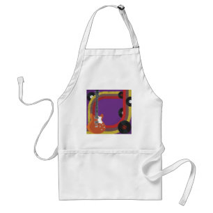 Electric Guitar and Vinyl Records Vintage Music Standard Apron