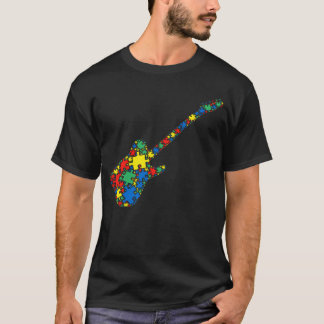 Electric Guitar Autism Puzzle Women Men Autism Aw T-Shirt