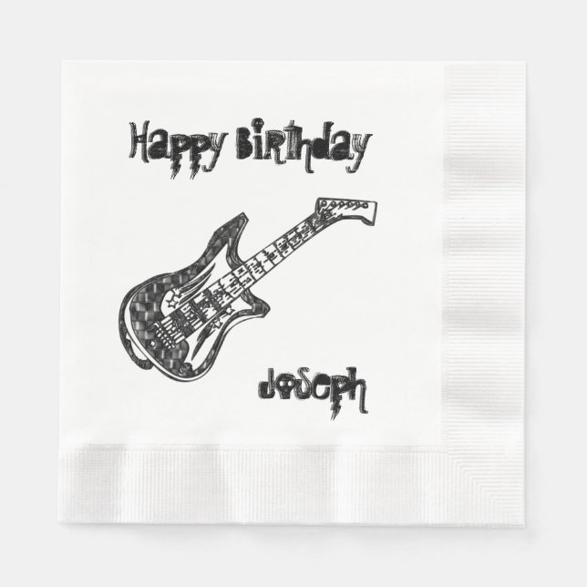 Electric Guitar Birthday Napkin (Front)
