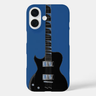 Electric Guitar Blue Black Pop Art iPhone 16 Case