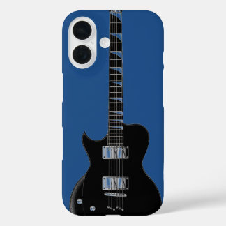 Electric Guitar Blue Black Pop Art iPhone 16 Case