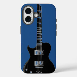 Electric Guitar Blue Black Pop Art iPhone 16 Case