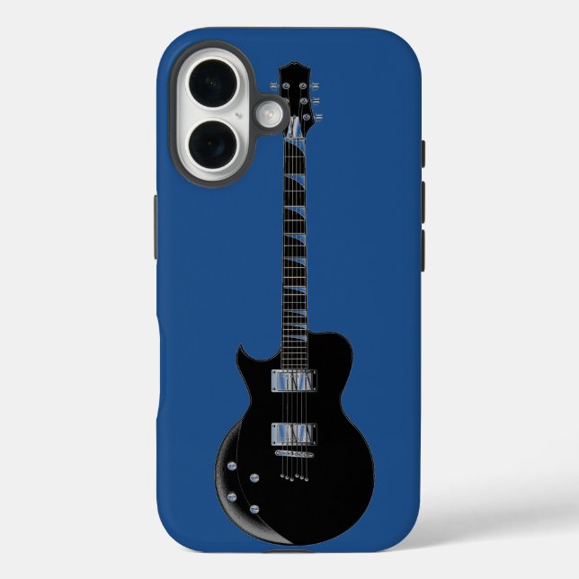 Electric Guitar Blue Black Pop Art Case-Mate iPhone Case (Back)