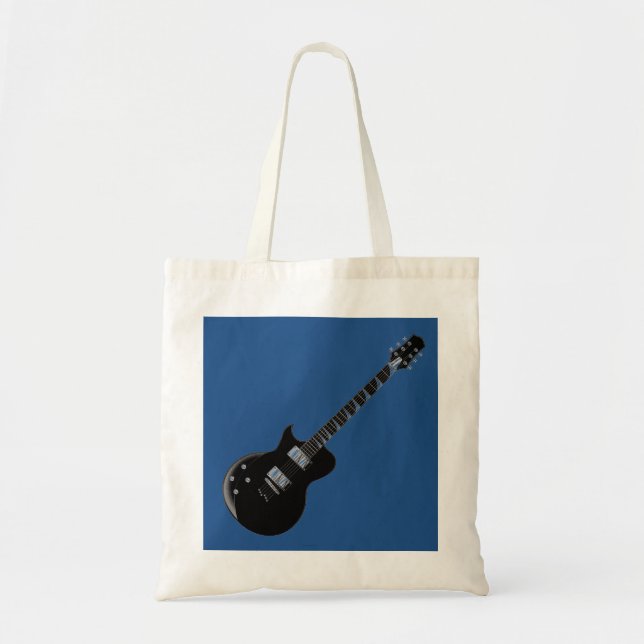 Electric Guitar Blue Black Pop Art Tote Bag (Front)