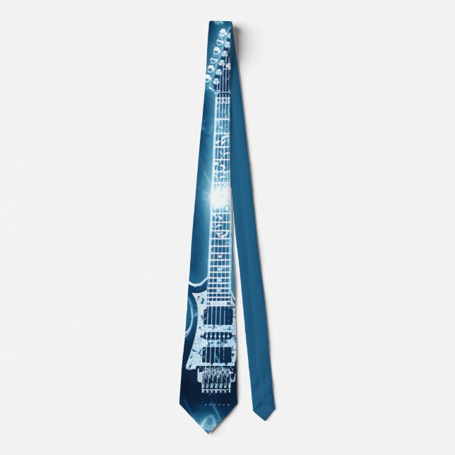 Electric Guitar Blue Rock and Roll Tie (Front)