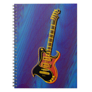 Electric Guitar Blue Vintage Trippy Retro Pop Art Notebook