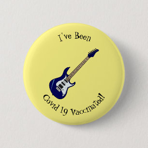 Electric guitar cartoon illustration 2 inch round button