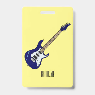 Electric guitar cartoon illustration badge