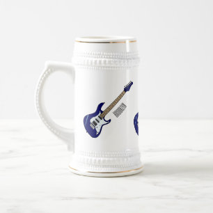 Electric guitar cartoon illustration beer stein