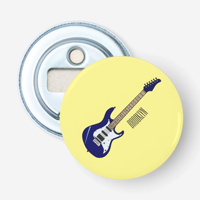 Electric guitar cartoon illustration bottle opener (Front)