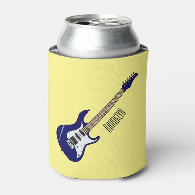 Electric guitar cartoon illustration can cooler (Can Front)