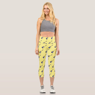 Electric guitar cartoon illustration capri leggings