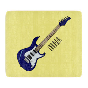 Electric guitar cartoon illustration cutting board