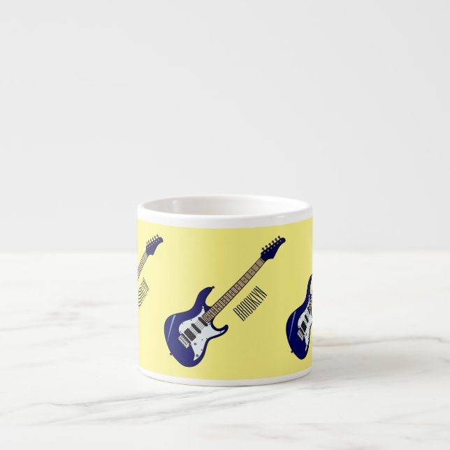Electric guitar cartoon illustration espresso cup (Front)