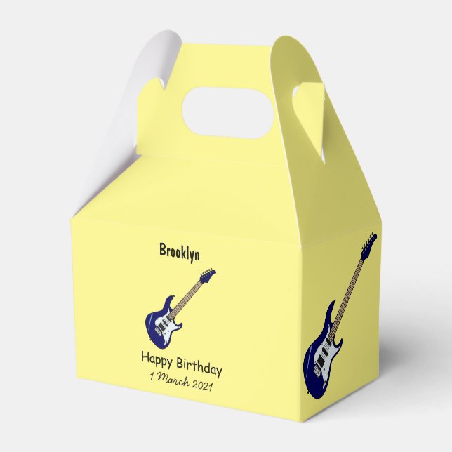 Electric guitar cartoon illustration favor box (Front Side)