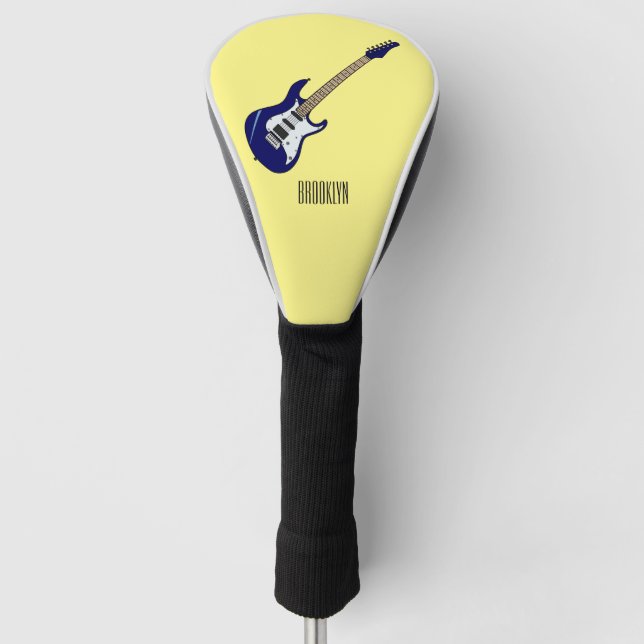 Electric guitar cartoon illustration golf head cover (Front)