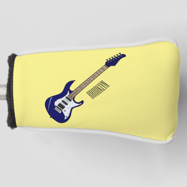 Electric guitar cartoon illustration golf head cover (Front)