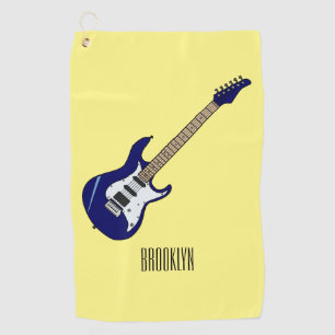 Electric guitar cartoon illustration golf towel