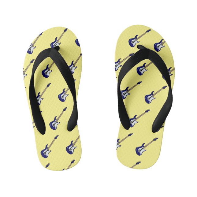 Electric guitar cartoon illustration kid's flip flops (Footbed)