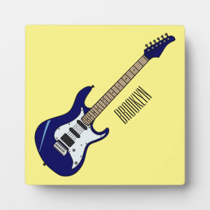 Electric guitar cartoon illustration plaque