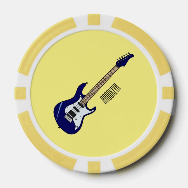 Electric guitar cartoon illustration poker chips (Front)
