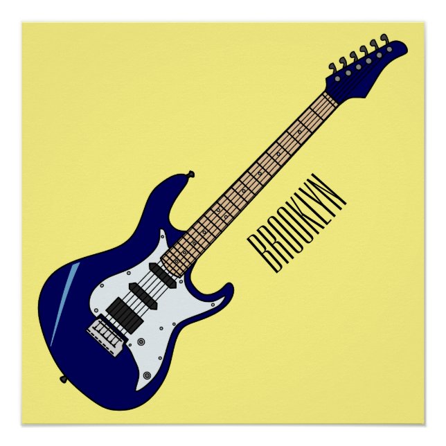 Electric guitar cartoon illustration poster (Front)