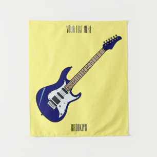 Electric guitar cartoon illustration tapestry