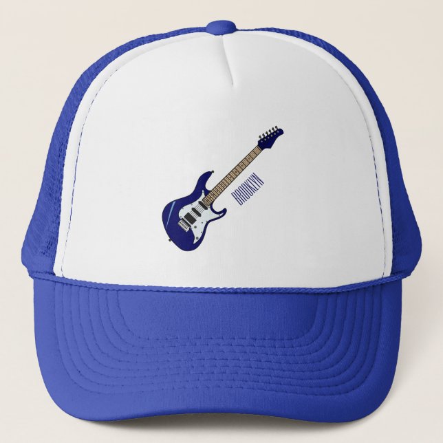 Electric guitar cartoon illustration trucker hat (Front)