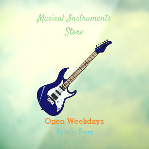 Electric guitar cartoon illustration window cling
