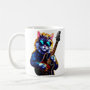 Electric Guitar Cat Rocking Music Playing Guitar L Coffee Mug