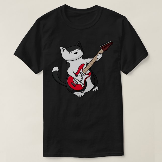 Electric Guitar Cat  T-Shirt (Design Front)