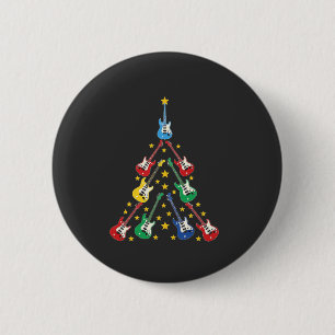 Electric Guitar Christmas Tree Music Lovers   2 Inch Round Button