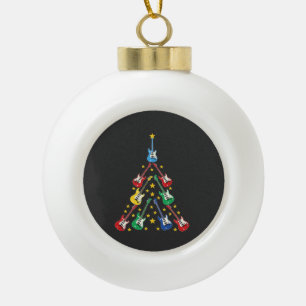 Electric Guitar Christmas Tree Music Lovers Ceramic Ball Christmas Ornament