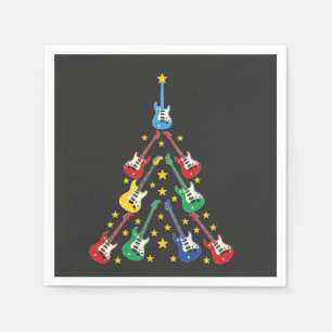 Electric Guitar Christmas Tree Music Lovers Napkin