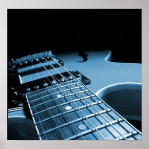 Electric Guitar Close Up - Blue Poster