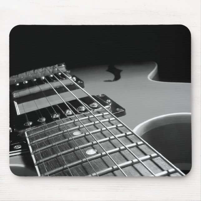 Electric Guitar Close Up - Grey B&W Mouse Pad (Front)