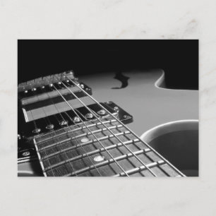 Electric Guitar Close Up - Grey B&W Postcard