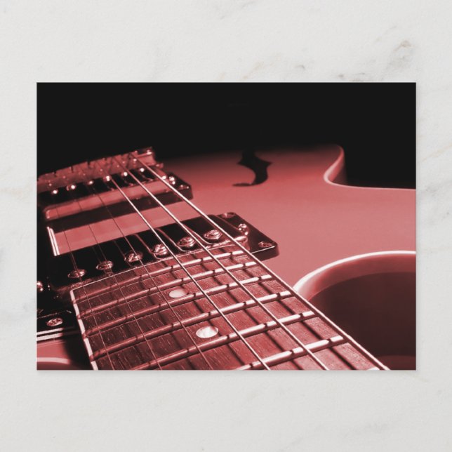 Electric Guitar Close Up Photo 6 String- Red Postcard (Front)