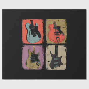 Electric Guitar Collection Band Guitarist Vintage  Wrapping Paper