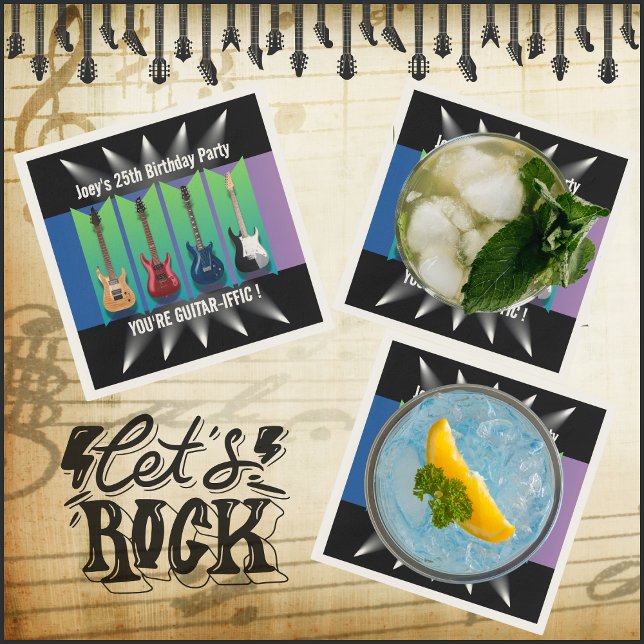 Electric Guitar Collection Spotlight Party Napkins (Electric Guitar Party Collection Napkins)