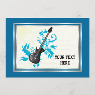 Electric guitar custom music invitation