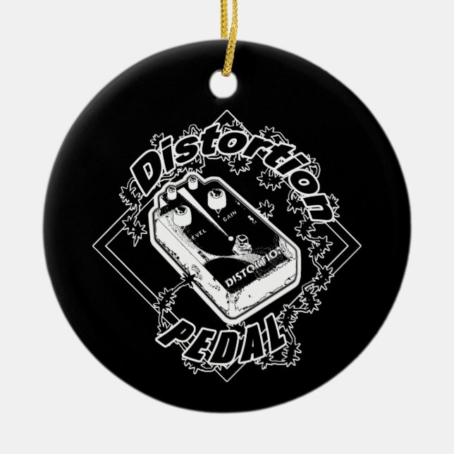 Electric Guitar Distortion Pedal - Black & White Ceramic Ornament (Front)