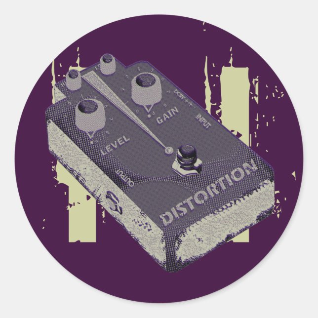 Electric Guitar Distortion Pedal  Classic Round Sticker (Front)